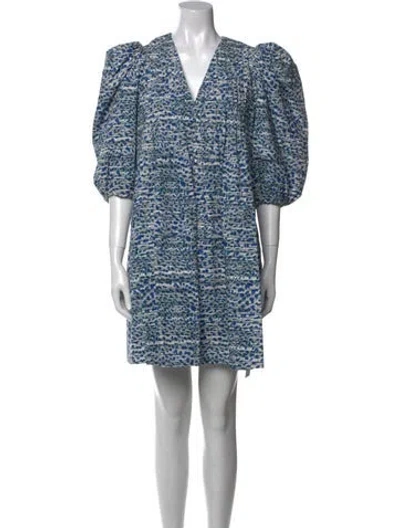 Pre-owned Hunter Printed Mini Dress In Blue