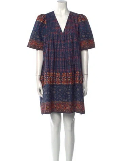 Pre-owned Hunter Printed Mini Dress In Blue