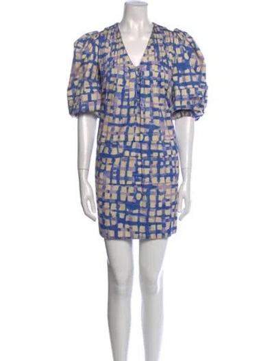 Pre-owned Hunter Printed Mini Dress In Blue