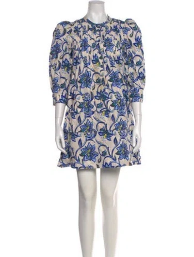 Pre-owned Hunter Printed Mini Dress In Blue