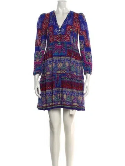 Pre-owned Hunter Printed Mini Dress In Blue