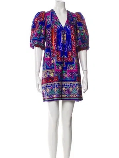 Pre-owned Hunter Printed Mini Dress In Blue