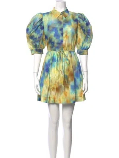 Pre-owned Hunter Printed Mini Dress In Blue