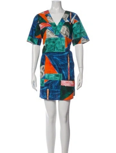 Pre-owned Hunter Printed Mini Dress In Blue