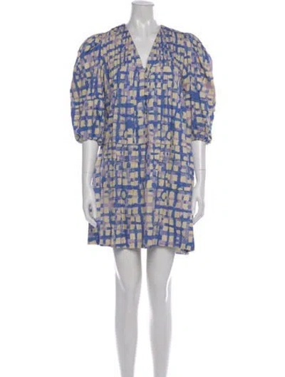 Pre-owned Hunter Printed Mini Dress In Blue