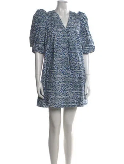 Pre-owned Hunter Printed Mini Dress In Blue