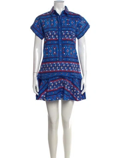 Pre-owned Hunter Printed Mini Dress In Blue
