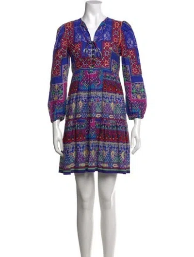Pre-owned Hunter Printed Mini Dress In Blue