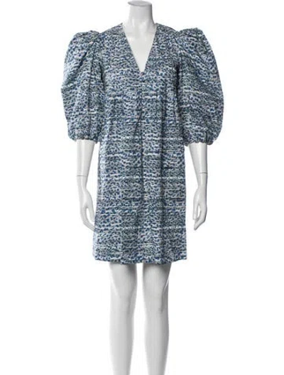 Pre-owned Hunter Printed Mini Dress In Blue