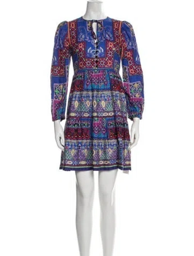 Pre-owned Hunter Printed Mini Dress In Blue