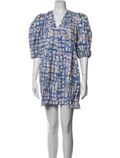Pre-owned Hunter Printed Mini Dress In Blue