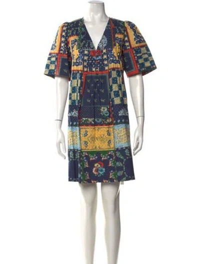 Pre-owned Hunter Printed Mini Dress In Blue