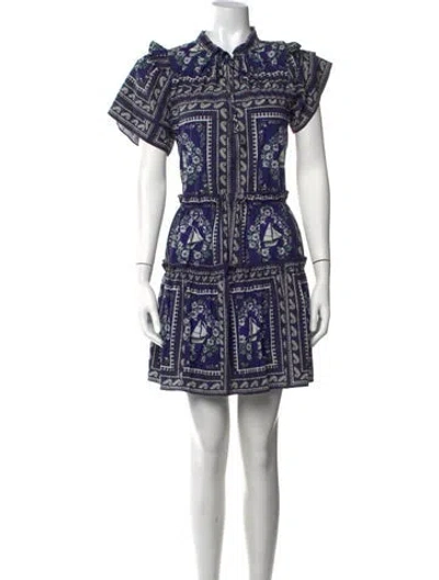 Pre-owned Hunter Printed Mini Dress In Blue