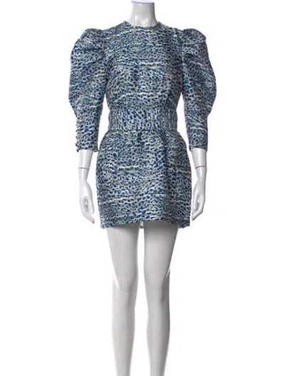 Pre-owned Hunter Printed Mini Dress In Blue