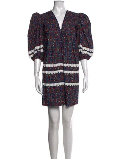 Pre-owned Hunter Printed Mini Dress In Blue/red