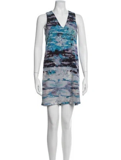 Pre-owned Hunter Printed Mini Dress In Blue/white