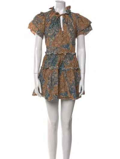 Pre-owned Hunter Printed Mini Dress In Brown
