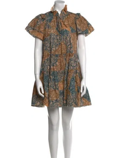 Pre-owned Hunter Printed Mini Dress In Brown