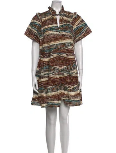 Pre-owned Hunter Printed Mini Dress In Brown
