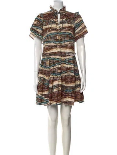 Pre-owned Hunter Printed Mini Dress In Brown