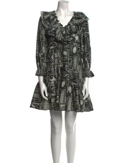 Pre-owned Hunter Printed Mini Dress In Green