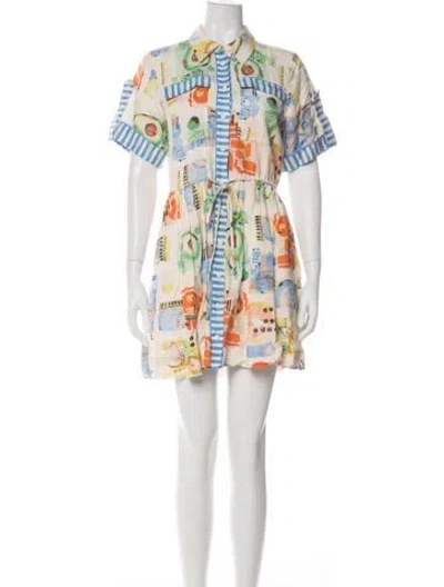 Pre-owned Hunter Printed Mini Dress In Green