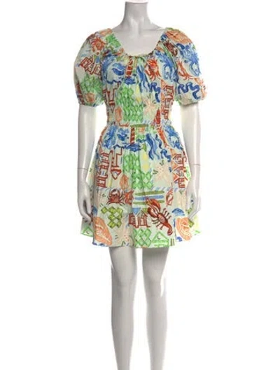 Pre-owned Hunter Printed Mini Dress In Green
