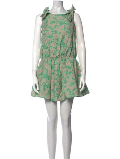 Pre-owned Hunter Printed Mini Dress In Green/neutrals