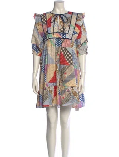 Pre-owned Hunter Printed Mini Dress In Neutral