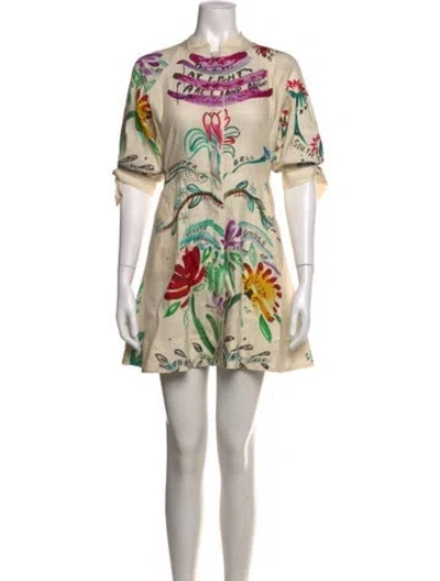 Pre-owned Hunter Printed Mini Dress In Neutrals