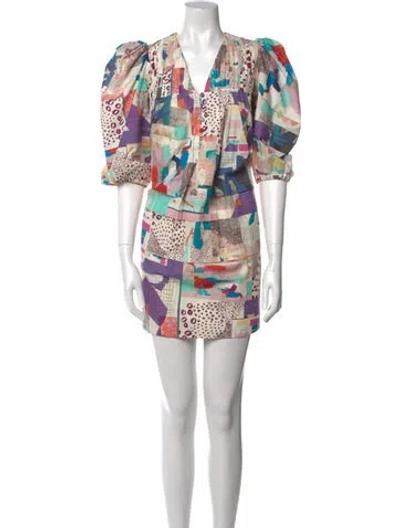 Pre-owned Hunter Printed Mini Dress In Purple