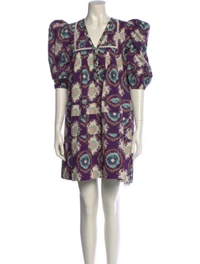 Pre-owned Hunter Printed Mini Dress In Purple