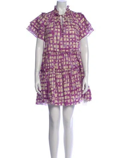 Pre-owned Hunter Printed Mini Dress In Purple