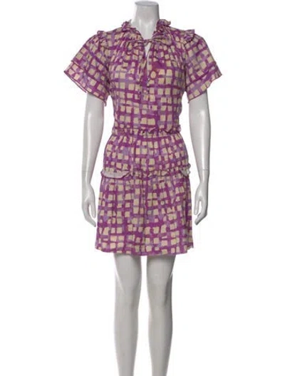Pre-owned Hunter Printed Mini Dress In Purple