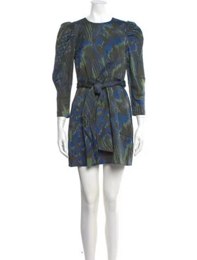 Pre-owned Hunter Printed Mini Dress W/ Tags In Blue