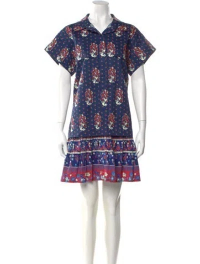Pre-owned Hunter Printed Mini Dress W/ Tags In Blue