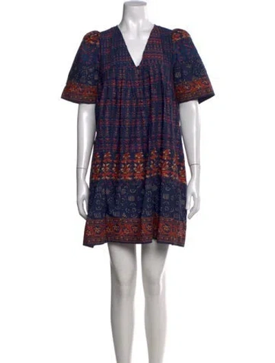 Pre-owned Hunter Printed Mini Dress W/ Tags In Blue