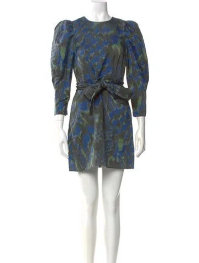 Pre-owned Hunter Printed Mini Dress W/ Tags In Green