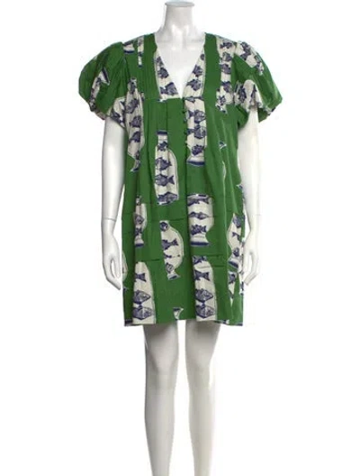 Pre-owned Hunter Printed Mini Dress W/ Tags In Green