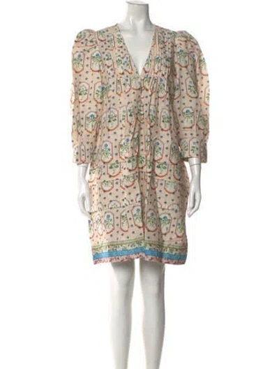 Pre-owned Hunter Printed Mini Dress W/ Tags In Neutral