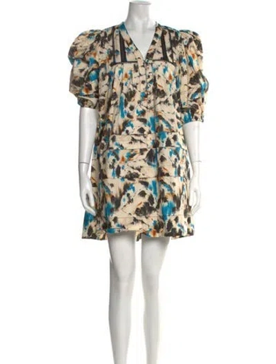 Pre-owned Hunter Printed Mini Dress W/ Tags In Neutral