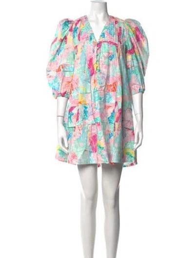 Pre-owned Hunter Printed Mini Dress W/ Tags In Pink