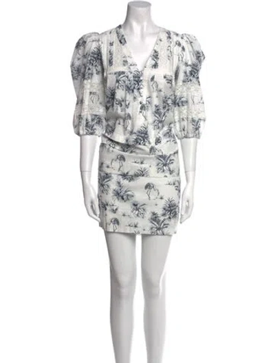 Pre-owned Hunter Printed Mini Dress In White