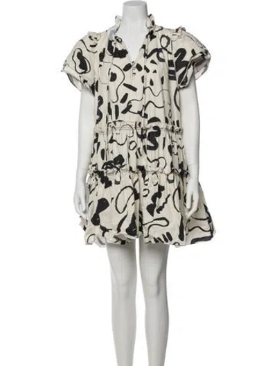 Pre-owned Hunter Printed Mini Dress In White