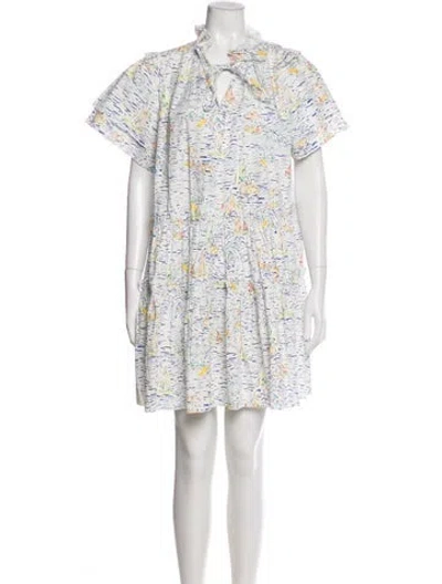 Pre-owned Hunter Printed Mini Dress In White