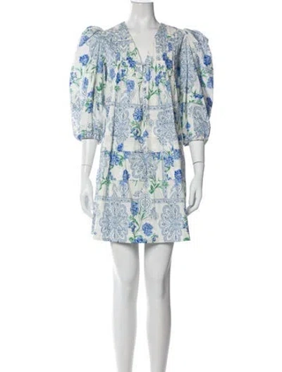 Pre-owned Hunter Printed Mini Dress In White