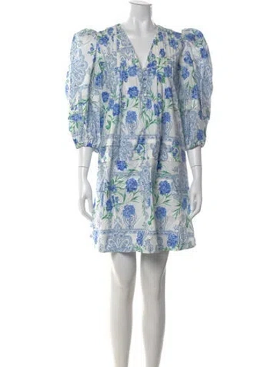 Pre-owned Hunter Printed Mini Dress In White