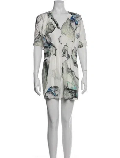 Pre-owned Hunter Printed Mini Dress In White