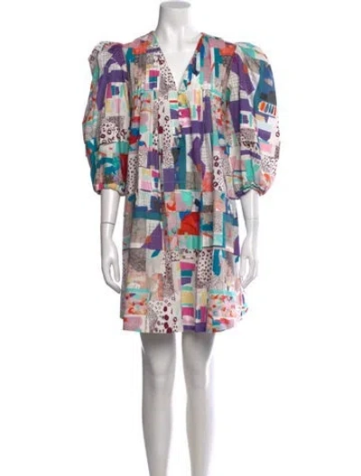 Pre-owned Hunter Printed Mini Dress In White