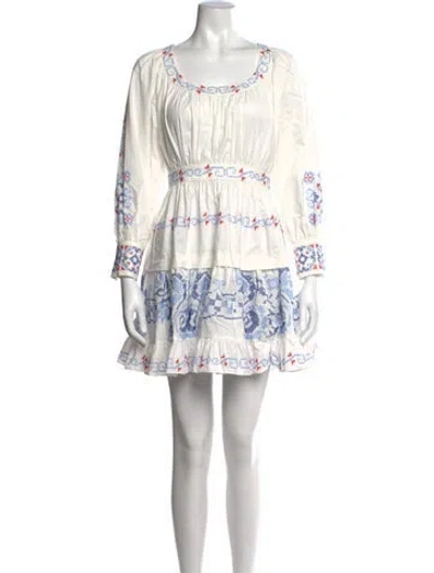 Pre-owned Hunter Printed Mini Dress In White